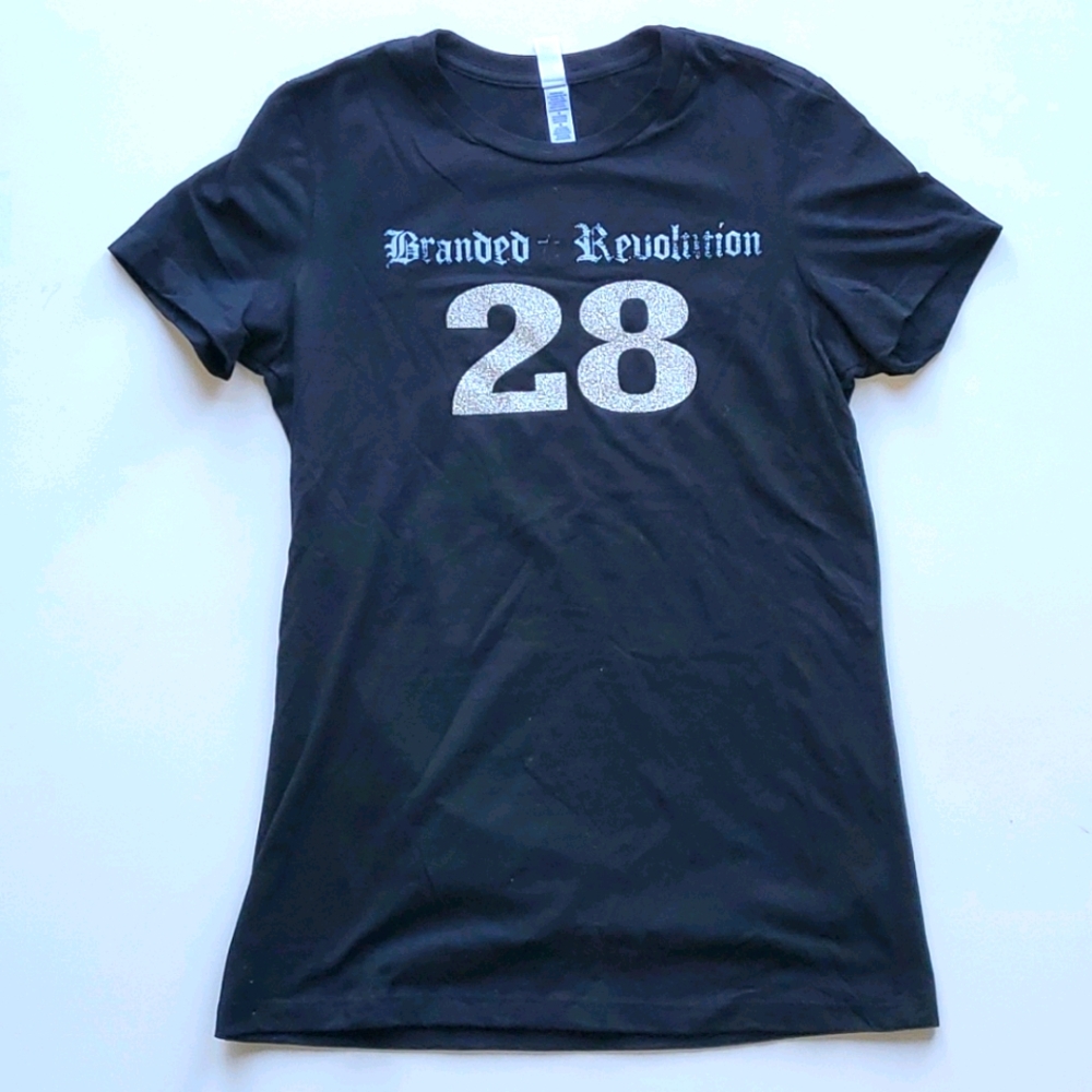 Black Fitted T-Shirt with Glitter Logo